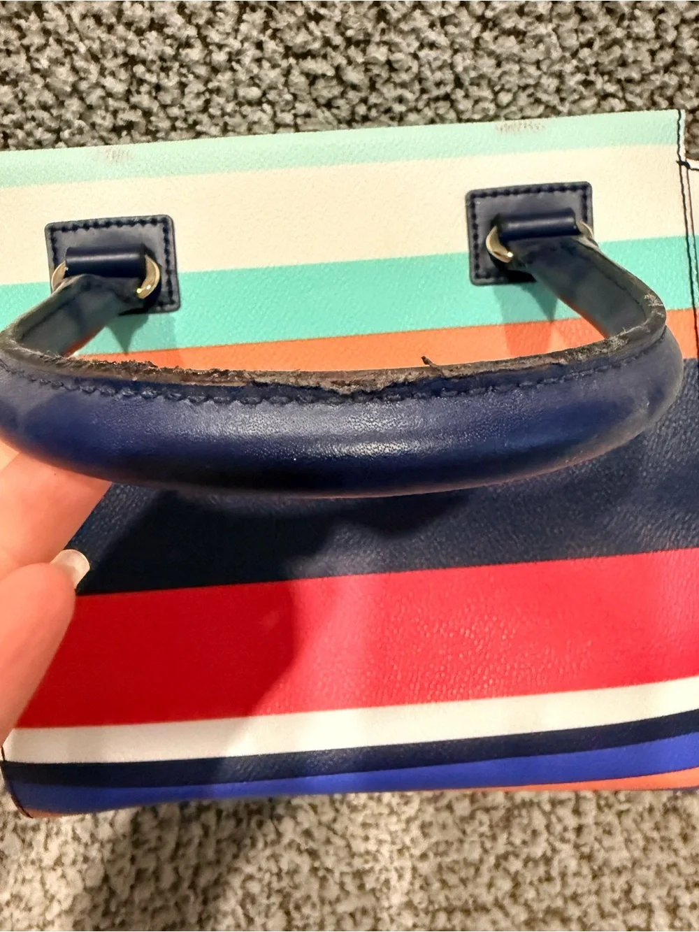 Kate Spade Wellesley Striped Mini Tote + Matching Wallet Set — Navy Multicolor
